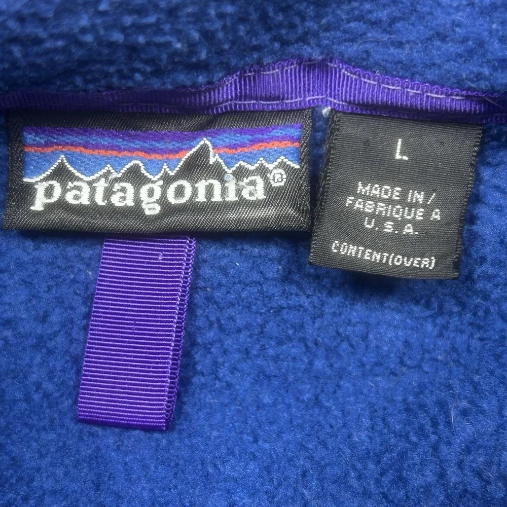 Vintage Patagonia Synchilla Jacket Men's L Blue Fleece Full Zip Made In USA 3508